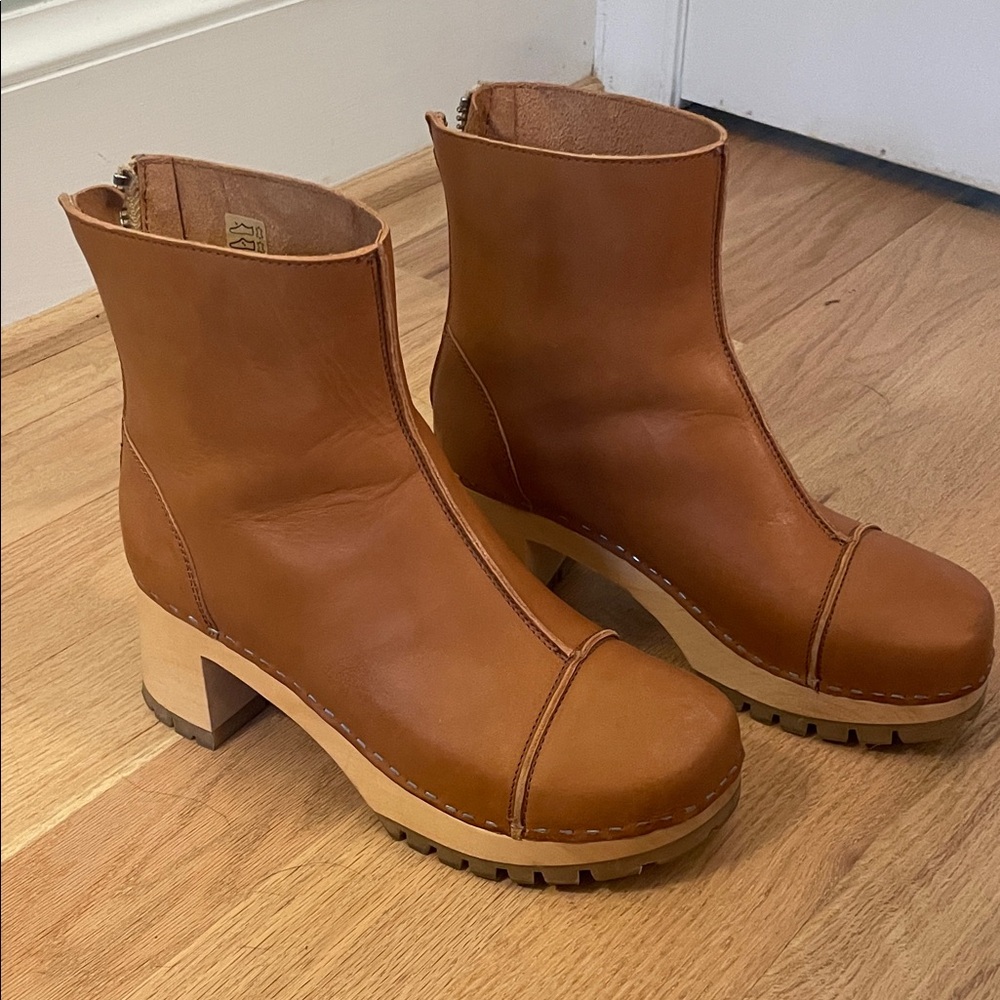 Swedish Tan Leather Ankle Boots